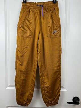 Nike Men's Mustard Yellow Utility Joggers with Purple Drawcord